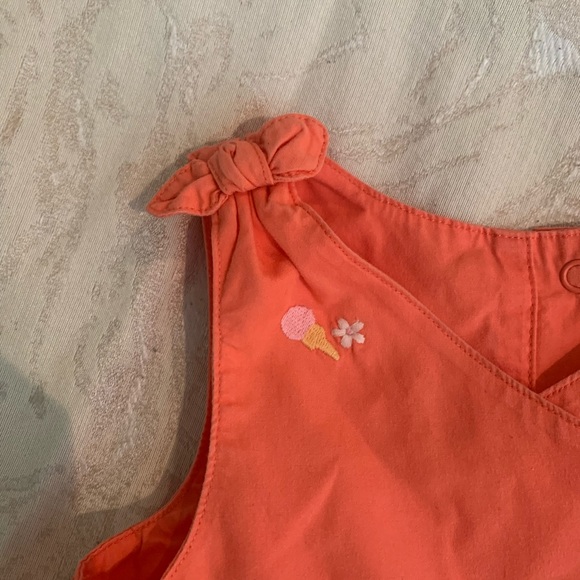 Gymboree Orange Bubble Romper With Embroidered Ice Cream Cones, baby girl 6-12m - Picture 3 of 6